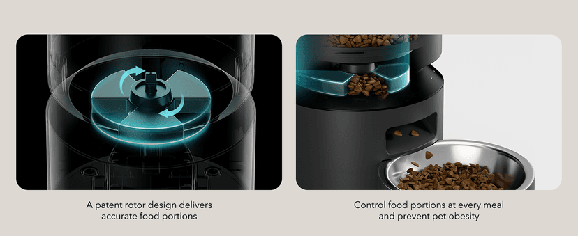 PETLIBRO Automatic Cat Feeder, Automatic Dog Food Dispenser with Freshness Preservation, Timed Pet Feeders for Dry Food, Up to 50 Portions 6 Meals Per Day, Granary Black