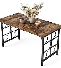 LITTLE TREE 70.8-Inch Office Desk, Wooden Executive Office Desk, Modern Work Desk, Large Farmhouse Writing Table Computer Desk for Home, Brown-Black