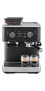 KitchenAid Semi Automatic Espresso Machine with Burr Grinder, KES6551, Porcelain White
