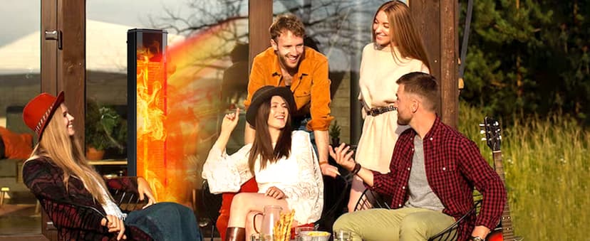 Outdoor Electric Patio Heater, Haimmy 42in Infrared Heater with Remote, 9 Heat Levels, 9H Timers, 1500W Instant Heating, Safety Lock, Tip-Over & Overheat Protection, IPX5 Waterproof Tower Space Heater