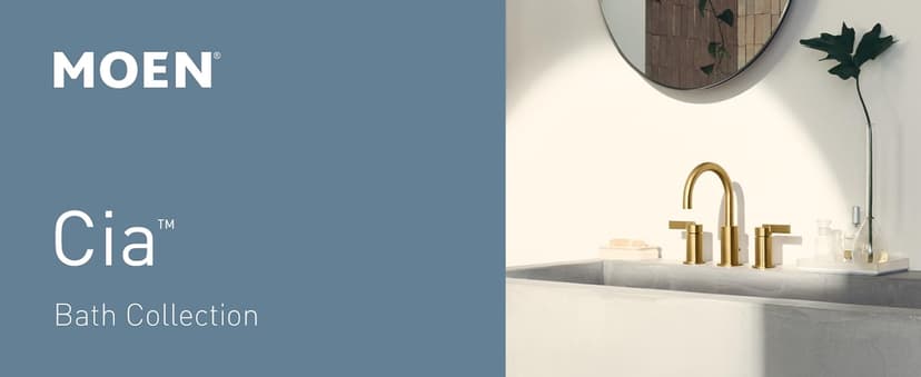 Moen Brushed Gold Cia Widespread 2-Handle High-Arc Bathroom Faucet , 3-Hole Bathroom Sink Faucet, Valve Required, T6222BG