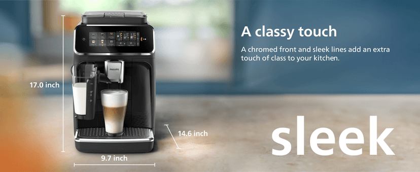 PHILIPS Series 3300 Fully Automatic Espresso Coffee Machine - 6 Hot & Iced Drinks, LatteGo Milk System, 40% Quieter SilentBrew, Ceramic Grinder, Aquaclean Filter, Glossy Black (EP3341/50)