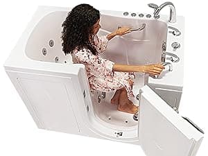 Ella Capri 30"x52" Acrylic Air + Hydro Massage and Heated Seat Walk-In Bathtub with Right Outward Swing Door, 2 Piece Fast Fill Faucet, 2" Dual Drain