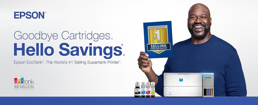 Epson EcoTank ET-2980 Wireless All-in-One Color Supertank Printer with up to 3 Years of Ink, Refillable Tanks, Perfect for Home, 15 PPM, 1.44" Color Screen, Auto 2-Sided Printing - White