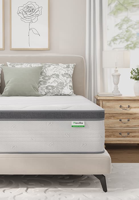 Novilla Twin Mattress, 10 Inch Twin Hybrid Mattress for Kids, Pocket Innerspring Pillow Top Mattresses for Motion Isolation, Pressure Relief & Edge Support,Soft Feel but Supportive