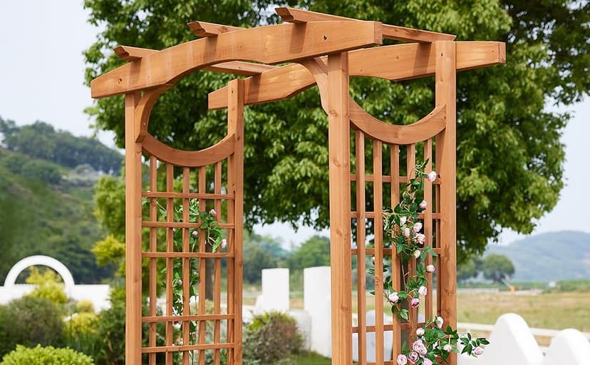 Solid Fir Wooden Garden Arch Premium Outdoor Trellis for Climbing Plants, 83.12”H×59”W×29.75’’D, Also can be Used for Wedding and Party Decoration