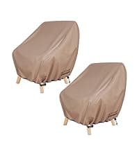 ULTCOVER Rectangular Patio Heavy Duty Table Cover - 600D Tough Canvas Waterproof Outdoor Dining Table and Chairs General Purpose Furniture Cover Size 111L x 74W x 28H inch