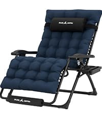 UDPATIO Oversized Zero Gravity Chair 33In XXL Patio Reclining Chair with Cushion, Outdoor Folding Recliner with Pillows|Cup Holder|Foot Rest|Padded Headrest, Black, Support 500LB