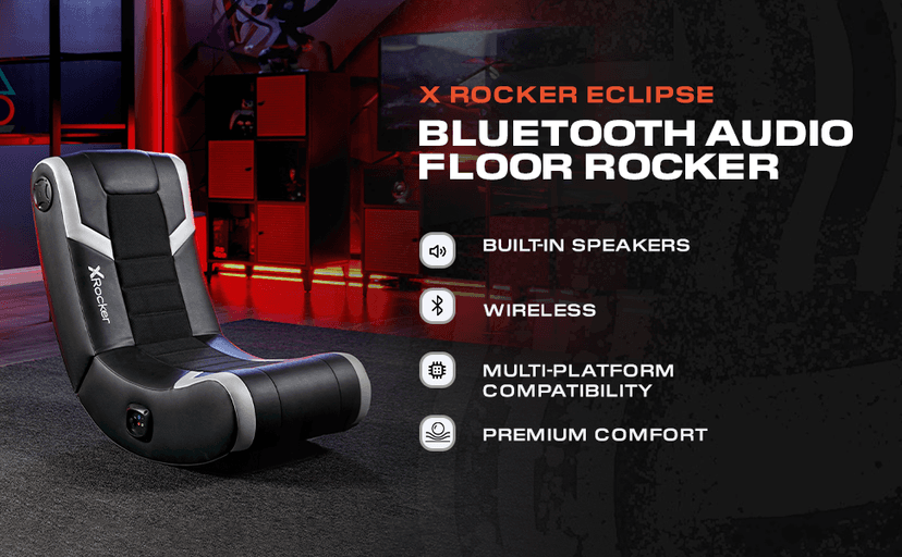 X Rocker Video Gaming Floor Rocker Chair, Built-in Audio, Back to School, Foldable, for Gamers, Bedroom, or Game Room for Boys, Girls, Teens 5-17