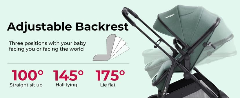 Mompush Wiz 2-in-1 Convertible Baby Stroller with Bassinet Mode, Foldable Infant Stroller with Reversible Seat and Large UPF 50+ Canopy