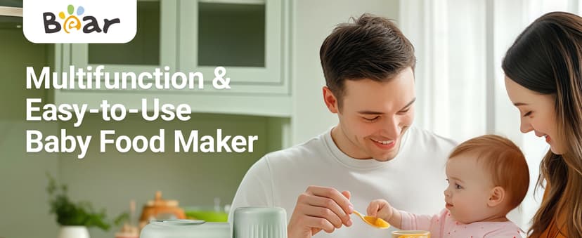 Bear 2025 Baby Food Maker with Two Layer Steam Baskets, Multifunction Baby Food Processor Steamer Puree Blender, Baby Food Mill with Bottle Warming Sterili-zing Auto Cleaning Function, BPA-Free