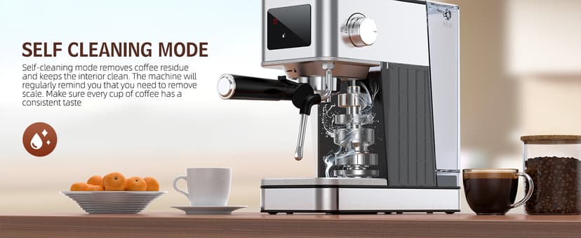 Espresso Machine with Milk Frother, 20 Bar Compact Espresso Maker with Touch Screen & 57.5oz Removable Water Tank for Home, Stainless Steel Coffee Machine for Cappuccino, Latte, Silver(updated)