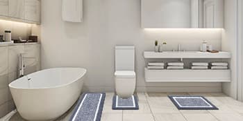 Pauwer Bathroom Rug Mat Set 3 Piece, Microfiber Shaggy Bath Set, Non-Slip Ultra Soft Carpet Mats, Absorbent with U-Shaped Toilet for Bathroom, Tub, Shower, Dark Grey