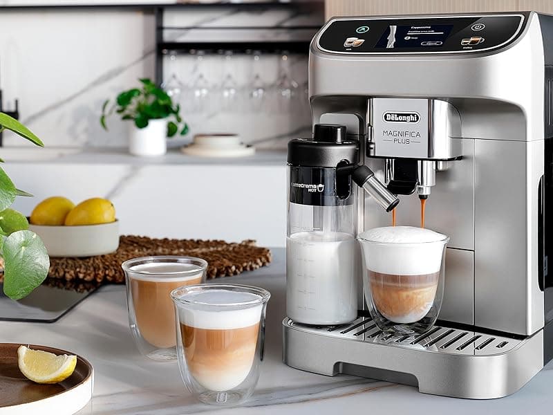De'Longhi Magnifica Plus Fully Automatic Espresso Machine with Automatic Milk Frother for 18+ One Touch Recipes, Built-in Grinder, ECAM32070SB
