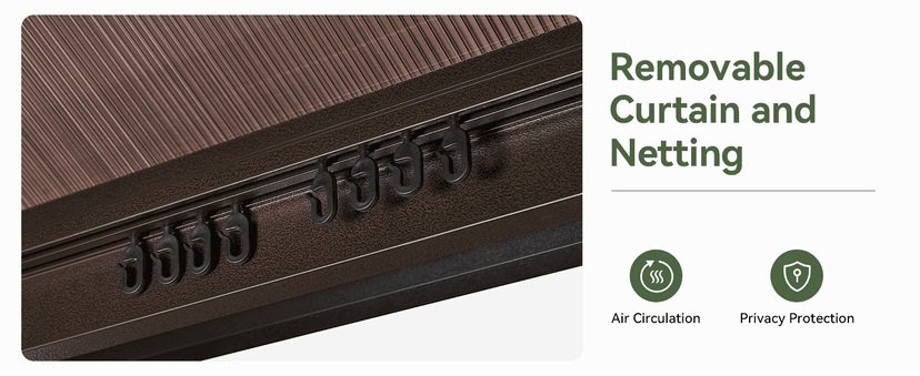 Aoxun 12'x10' Hardtop Gazebo, Aluminum Frame Permanent Pavilion with Curtains and Netting, Outdoor Polycarbonate Double Roof Canopy, Designed for Garden, Lawns, Patio, Brown