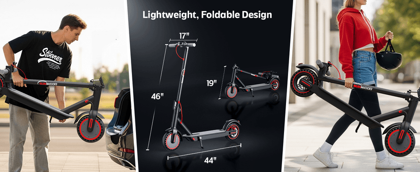 Electric Scooter for Adults- 10.4Ah Battery 350W(500W Peak) Motor, ≥19MPH & 25 Miles Long Range, 8.5'' Solid Tires Foldable with Dual Brake, Lightweight Portable Commuter E Scooter for Urban Travel