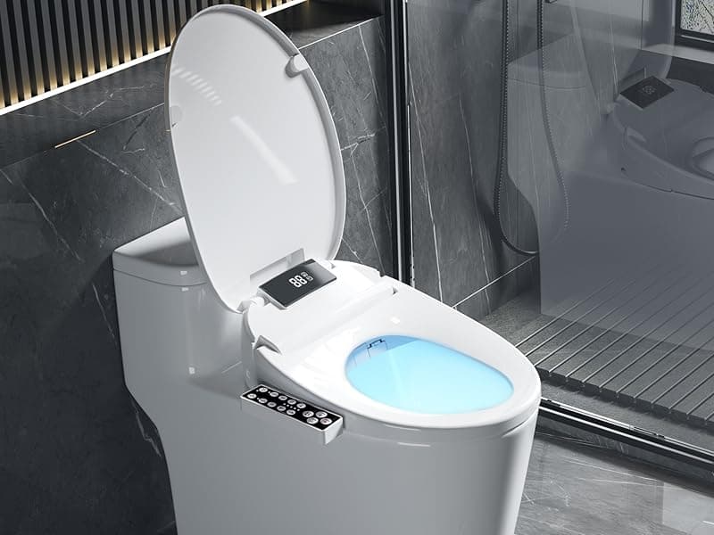Bidet Toilet Seat Round, Unlimited Warm Water, Heated Toilet Seat, Warm Air Dryer, Rear and Feminine Washing, Soft Closed Toilet Lid, Night Light, Smart Toilet Seat with Bidet Requires Outlet