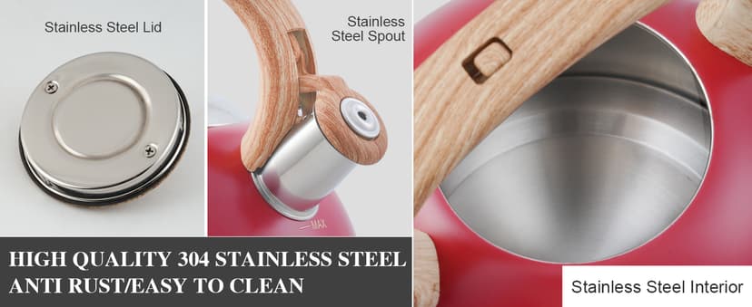 Tea Kettle Stovetops, 2.7 Quart Food Grade Stainless Steel Water kettles for Stove Top Teatop with Anti-hot Ergonomic Handle,Suitable for All Heat Sources