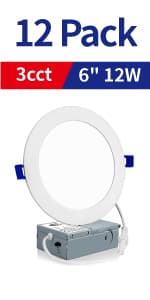 Meconard 4 Pack 4 Inch LED Recessed Ceiling Light with Junction Box, 3000K/4000K/5000K Selectable, 9W=75W 750LM, Dimmable Canless Downlights, ETL and Energy Star Listed