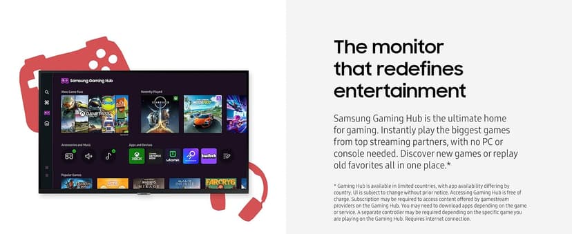Samsung 43-Inch M7 (M70D) Series 4K UHD Smart Monitor with Streaming TV, Speakers, HDR10, USB-C, Multiple Ports, Gaming Hub, SolarCell Remote, Vision Accessibility Tools, LS43DM702UNXGO, 2024, Black