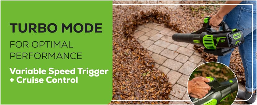 Greenworks 60V (610 CFM / 130 MPH) Cordless Leaf Blower, High Power, Lightweight & Quiet Operation for Wet Leaves, Driveways and Dense Gravel, Includes 2.5Ah Battery & 5A Rapid Charger