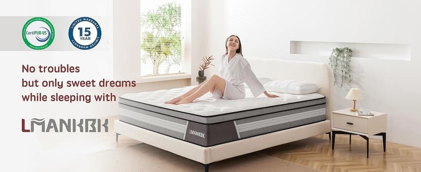 Queen Mattress, 14 Inch Innerspring Hybrid Mattresses in a Box with Gel Memory Foam, Individually Wrapped Encased Coil Pocket Spring Mattress, Pressure Relief, Medium Firm Support,60"*80"*14"…