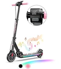 FanttikRide T9 Apex Electric Scooter for Kids 4.3-5.6 ft, 200 W Motor, LED Colorful Lights with Bluetooth Music Speaker, 7/10/12 MPH Digital Display, Adjustable Height, Foldable, Up to 40 mins