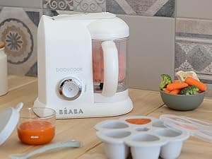 BEABA Babycook Solo 4 in 1 Baby Food Maker, Puree Steamer and Blender for Purees, Grinder with Auto Steam Cooking, Lrg Capacity 4.5 Cups 27 Servings in 20 Mins, Oat