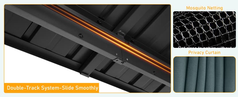 HOTEEL 10x12 Hardtop Gazebo Hot Tub Gazebo with Flame-Retardant Curtain Netting, Heavy Duty Pavilion with Galvanized Steel Double Roof, Aluminum Frame Outdoor Canopy for Patio, Party (2025 Upgraded)