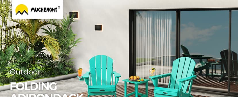 MUCHENGHY Folding Adirondack Chairs HDPE Weather Resistant 4 Pack, Patio Firepit Chairs, Sturdy Outside Chairs, Lawn Chairs, 15min Assembly 380lb Grey