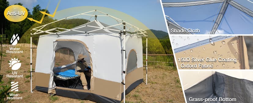 REDCAMP Canopy Camping Tent for Pop Up Canopy Tent, Inner Tent Converts Straight Leg 10'x10' or 10'x20' Canopy into Camping Tent, Fits 4-6 Person(Frame/Shelter NOT Included)