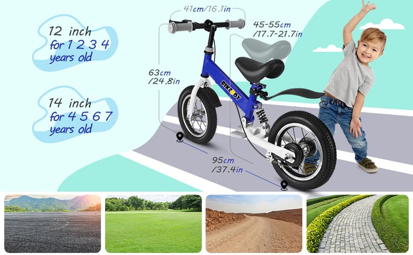 Balance Bike 2 in 1,The Dual Use of a Kids Balance Bike and Kids Bike,12 14 Inches for 2-6 Years Old,with Shock Absorbers, Fenders, Pedals, Auxiliary Wheels