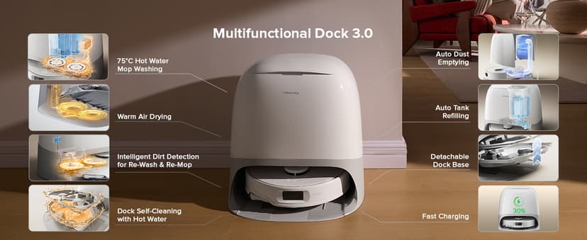 roborock Qrevo Curv S5X Robot Vacuum and Mop, 17000Pa Suction, Zero-Tangling Design, FlexiArm Side Brush, Smart Obstacle Avoidance, Self-Washing & Drying & Emptying for Carpet, Pet Hair, Hard Floor