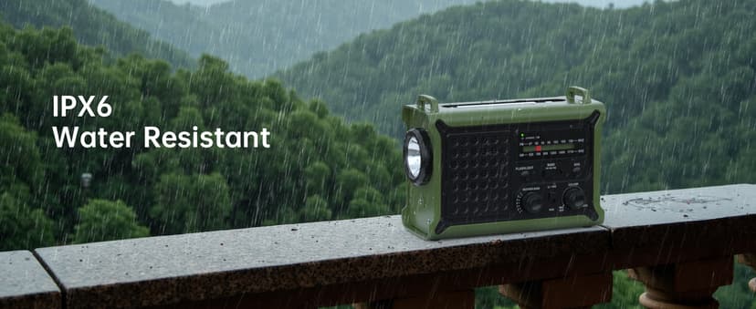 Solar Radio Emergency Hand Crank 12000mAh with Clear Signal, AM FM NOAA Weather Radio Battery Operated with 2-Mode LED Flashlight Cell Phone Charger Dual Outputs SOS