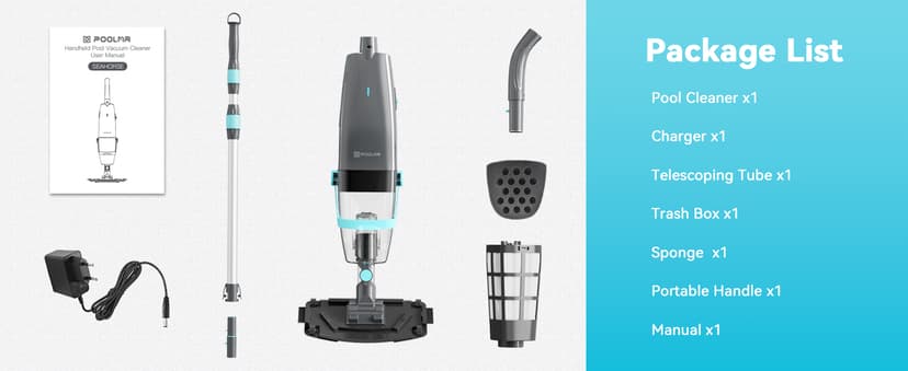 Cordless Handheld Pool Vacuum, Rechargeable Pool Cleaner with 16 Gal/Min Suction, 60 Min Runtime, Dual-Phase Cleaning System, Ideal for Above Ground Pools, Spas, Hot Tubs, Teal (2025 Version)