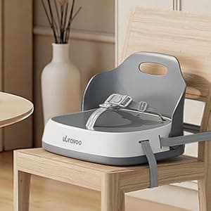 Baby Booster Seats, Toddler Booster Seat for Dining Table with Adjustable Straps, Portable Compact Portable Baby Chair for Dining and Travel (Grey)