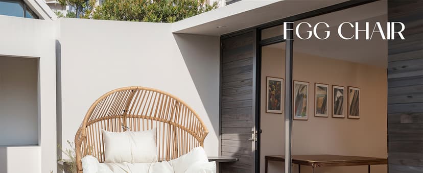 JAMFLY Egg Chair Wicker Outdoor Chairs, Oversized Patio Chair Oversized Lounger Chair with Cushion for Indoor Living Room, Bedroom, Outside Patio Backyard Balcony, Beige