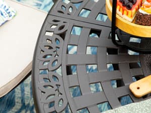 PHI VILLA Cast Aluminum Patio Dining Set for 6 Person, 7 Piece Outdoor Patio Set with 54" Dia Cast-Top Aluminum Table(2.1" Umbrella Hole) and 6 Swivel Rockers Dining Chairs with Seat Cushions