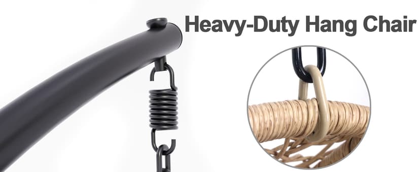 Oversized Hanging Egg Chair Outdoor Indoor, Wicker Swing Egg Chair with Stand 400lbs Capacity for Bedroom, Patio, Garden and Balcony (Beige-nest, Oversize)