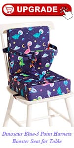 Toddler Booster Seat for Dining Table, Dinosaur Booster Seat for Table with Backrest and Adjustable Seat Belts Non-Slip Bottom Portable Booster Seat Increasing Cushion for Kid Baby Eating Travel Home