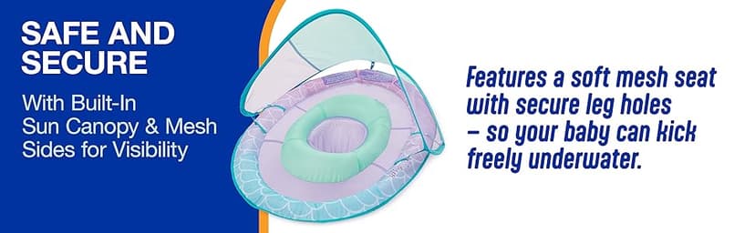 SwimWays Baby Spring Float with Adjustable Canopy and UPF Sun Protection, Blue Lobster