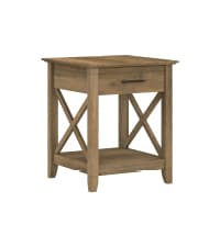 Bush Home End Table with Drawer, Nightstand with Storage, Living Room and Bedroom Furniture, Key West Collection, Washed Gray