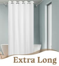 No Hook Slub Textured Shower Curtain with Snap-in PEVA Liner Set - 71" x 74"(72"), Hotel Style with See Through Top Window, Fabric Outer Curtain & Waterproof Inner Liner, White, 71x74