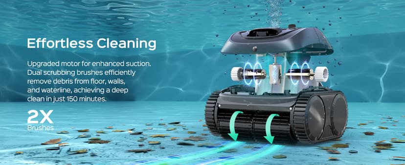 WYBOT C1 Robotic Pool Vacuum for Inground Pools, 150min Runtime Cordless Pool Cleaner up to 1,614Sq.ft, Wall & Waterline Cleaning, 4-in-1 Smart Navigation, App Support