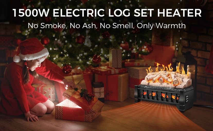 21 Inches Electric Fireplace Insert Log Heater, 5 Flame Brightness, Multiple Flicker Speed, 750w/1500w Heating, Remote Control, Auto Shut Off