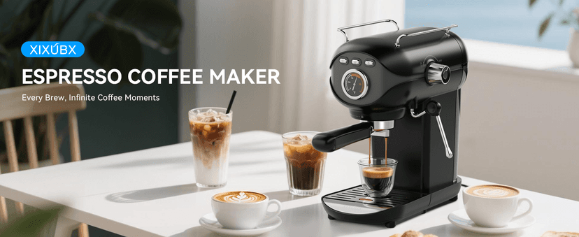 Espresso Machine, 20 BAR Pump Temperature Control, Compact Espresso Maker with Steam Milk Frother, Professional Coffee Makers for Home, Cappuccino, Latte, Gifts for Coffee Lover, Black