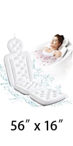 Full Body Bath Pillow for Bathtub, Thick Bathtub Cushion with Laundry Bag, Luxury Tub Pillow for Bath for Headrest Neck and Back Support White 51" x 16"