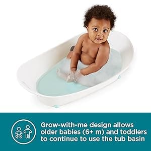 Contours Oasis 4 in 1 Comfort Cushion Baby Bathtub, Portable Infant Bath Seat, Supportive for Newborns and Toddlers 0-24 Months, Grow with Me Design, Quick Dry Mesh Pad, Easy to Clean, Blue/White