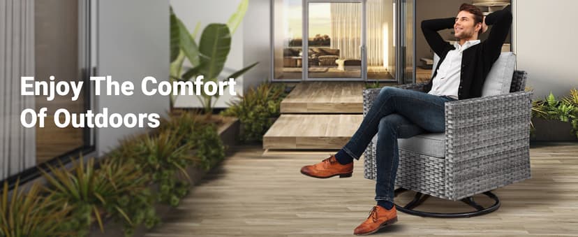 ovios 11 Piece Outdoor Patio Furniture Set with Fire Pit Table,Conversation Sectional Wicker Couch with Swivel Chairs,Modern Outside Sofa for Balcony Backyard, Dark Grey