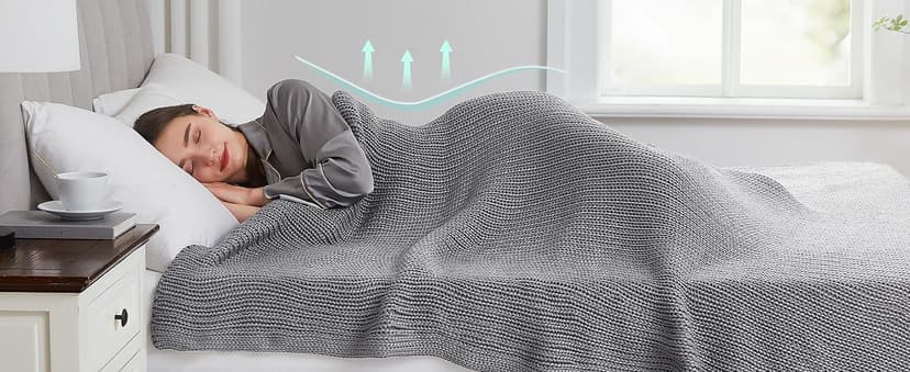 L'AGRATY Knitted Weighted Blanket - 60"x80" 15lbs Cooling Chunky Knit Heavy Blanket for Adults Braided Crochet Throw Thick Cable Yarn Knit Decorative Blanket No Beads Evenly Weighted Machine Washable